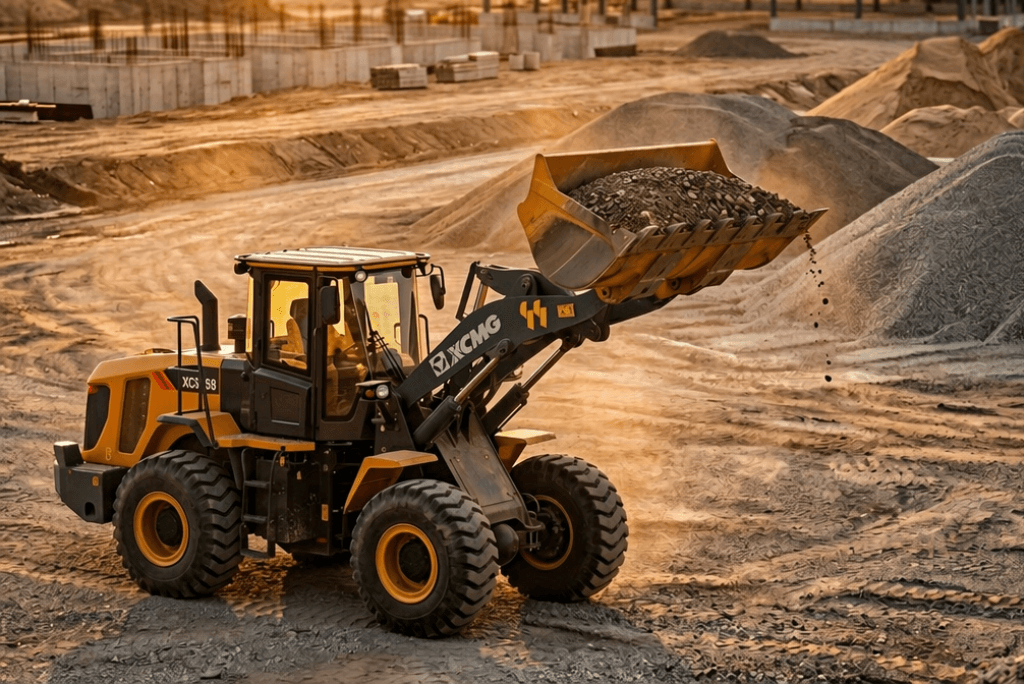 XCMG wheel loader at a construction site